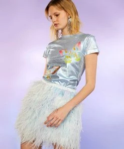 Cynthia Rowley Butterfly Metallic Tee