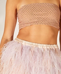 Cynthia Rowley Pink Rhinestone Mesh Bandeau Top Tops