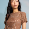 Cynthia Rowley Tops Crystal Embellished Mesh Baby Tee