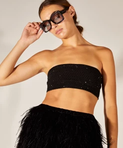 Cynthia Rowley Rhinestone Mesh Bandeau Top Tops