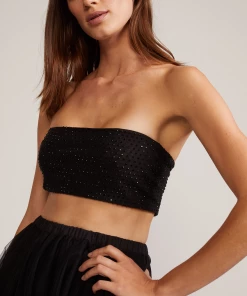 Cynthia Rowley Rhinestone Mesh Bandeau Top Tops