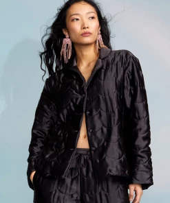 Cynthia Rowley Quilted Silk Pajama Top