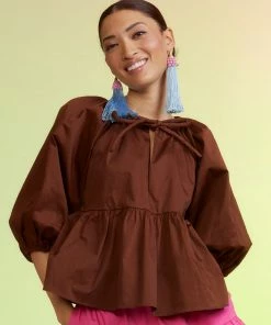 Cynthia Rowley Nomad Polished Cotton Top Tops