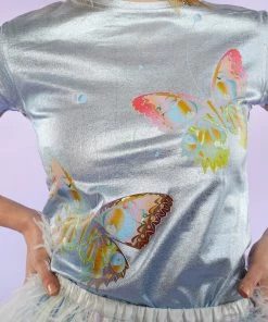 Cynthia Rowley Butterfly Metallic Tee