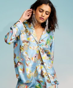 Cynthia Rowley Silk Pajama Shirt Tops