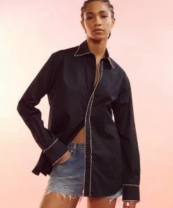 Cynthia Rowley Crystal Button Down Shirt