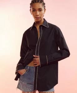 Cynthia Rowley Crystal Button Down Shirt