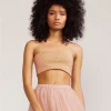 Cynthia Rowley Tops Camel Rhinestone Mesh Bandeau Top
