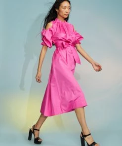 Cynthia Rowley Cold Shoulder Cotton Dress Dresses