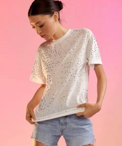 Cynthia Rowley Crystal Embellished Mesh Tee 9 Cynthia Rowley Crystal Embellished Mesh Tee