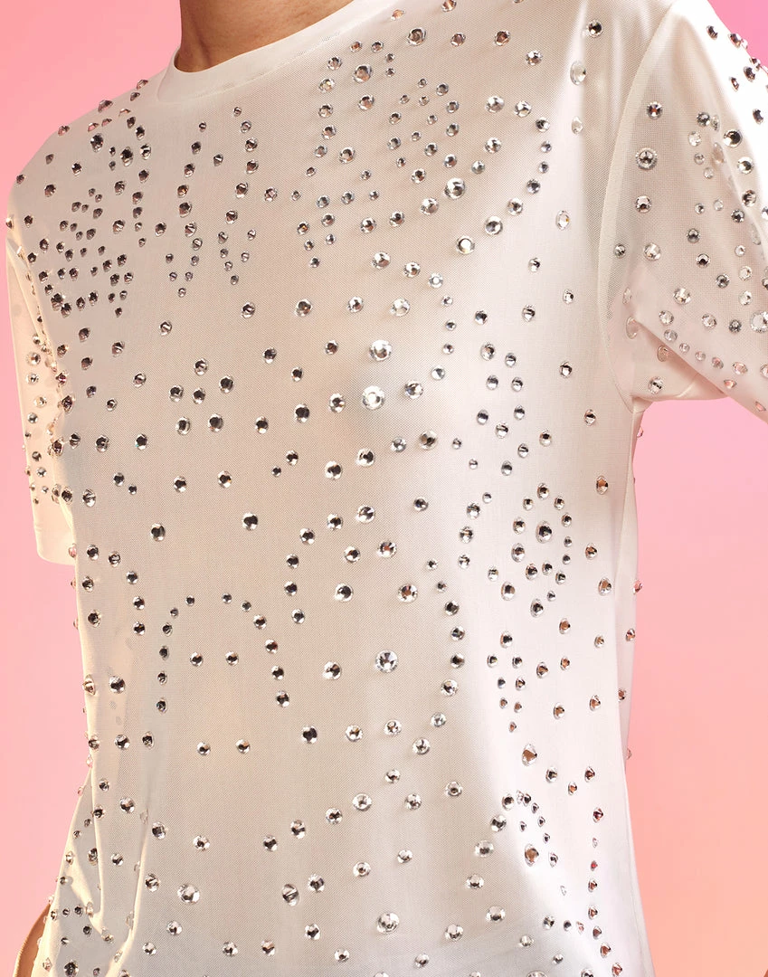 Cynthia Rowley Crystal Embellished Mesh Tee 6 Cynthia Rowley Crystal Embellished Mesh Tee