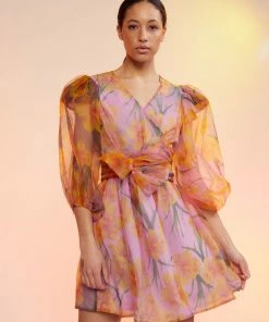 Cynthia Rowley Dresses Daffodil Organza Wrap Dress