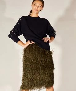 Cynthia Rowley Bottoms Midi Feather Skirt
