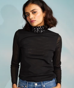 Cynthia Rowley Tops Crystal Embellished Turtleneck