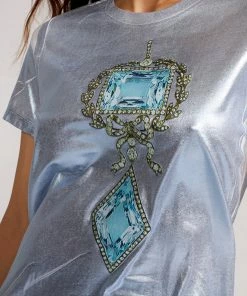 Cynthia Rowley Tops Jewel Metallic Tee