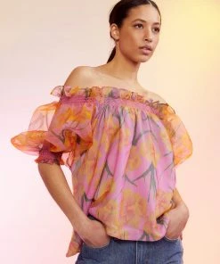 Cynthia Rowley Daffodil Off The Shoulder Top Tops