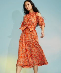 Cynthia Rowley Cold Shoulder Printed Dress