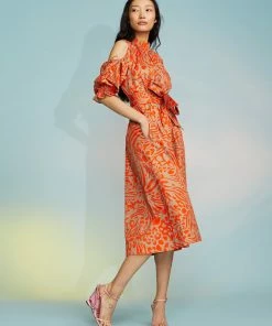 Cynthia Rowley Cold Shoulder Printed Dress