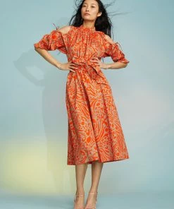 Cynthia Rowley Cold Shoulder Printed Dress