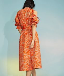 Cynthia Rowley Cold Shoulder Printed Dress