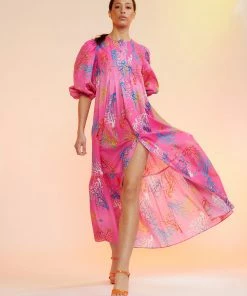 Cynthia Rowley Dresses Coral Print Voile Dress