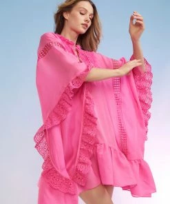 Cynthia Rowley Skyler Lace Trim Kaftan