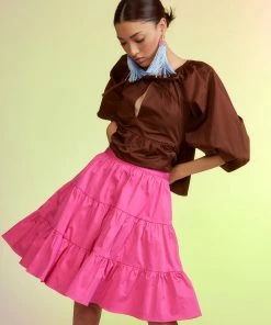 Cynthia Rowley Marrakesh Cotton Tiered Skirt Bottoms