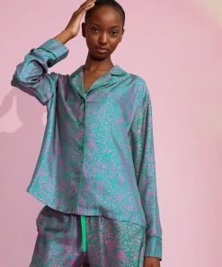 Cynthia Rowley Silk Pajama Shirt Tops