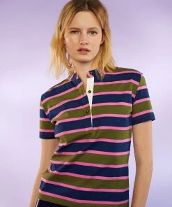Cynthia Rowley Stripe Polo Tee