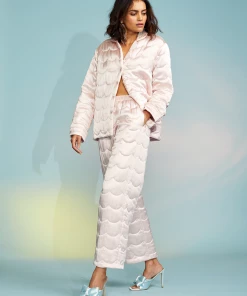 Cynthia Rowley Quilted Silk Pajama Pant Bottoms