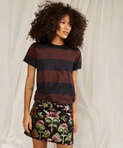 Cynthia Rowley Tops Printed Stripes Tee