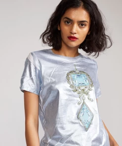 Cynthia Rowley Tops Jewel Metallic Tee