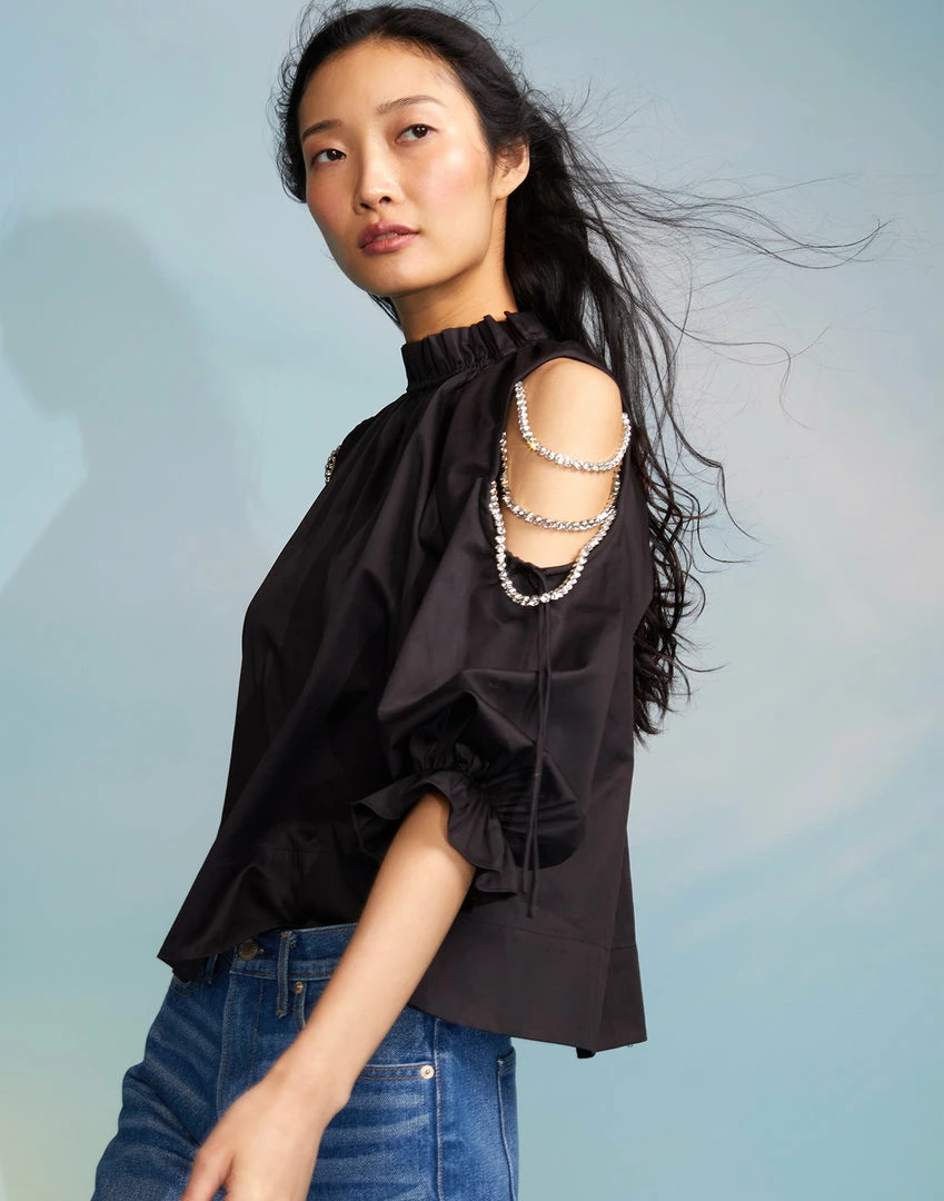 Cynthia Rowley Cold Shoulder Cotton Blouse Tops 2 Cynthia Rowley Cold Shoulder Cotton Blouse Tops
