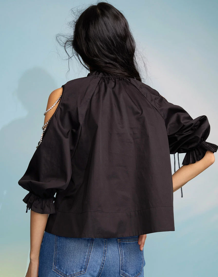 Cynthia Rowley Cold Shoulder Cotton Blouse Tops 5 Cynthia Rowley Cold Shoulder Cotton Blouse Tops