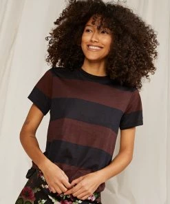 Cynthia Rowley Tops Printed Stripes Tee