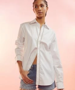 Cynthia Rowley Crystal Button Down Shirt Tops