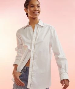 Cynthia Rowley Crystal Button Down Shirt Tops